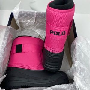 Polo Ralph Lauren Little Girls Everlee Fleece Winter Boots Pink/Black NIB NEW